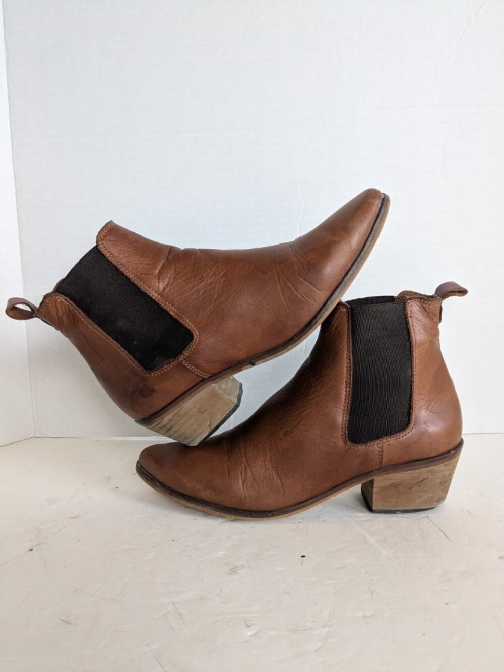 Dune London Brown Leather Chelsea Ankle Boots Size EU 40 US 9M Made in Spain